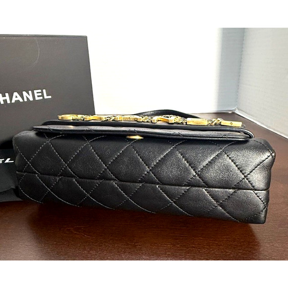 CHANEL Medium Quilted Logo Enchained Flap Bag Calfskin includes dustbag / box - Picture 2 of 16